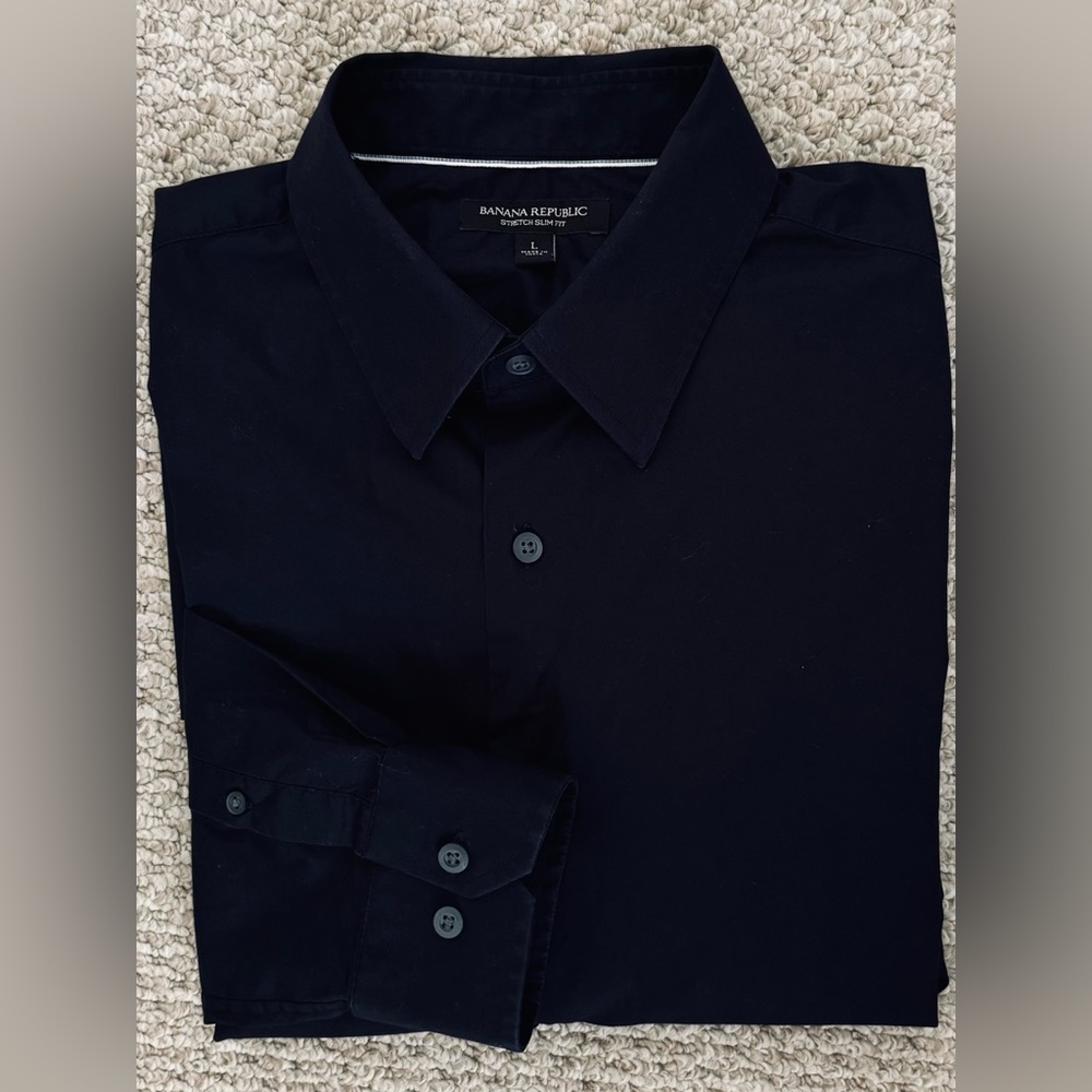 Banana Republic Dark Blue Slim Fit Shirt, L